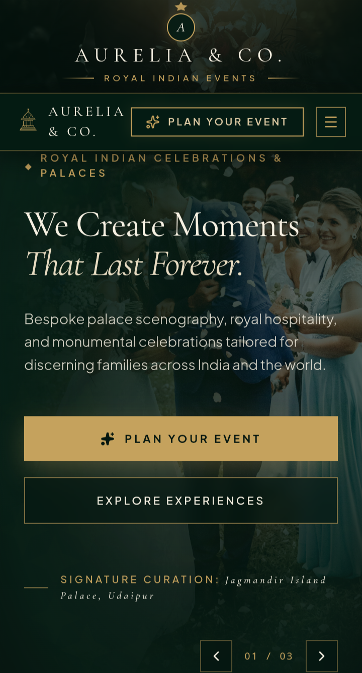 Luxe Events event planning project screenshot