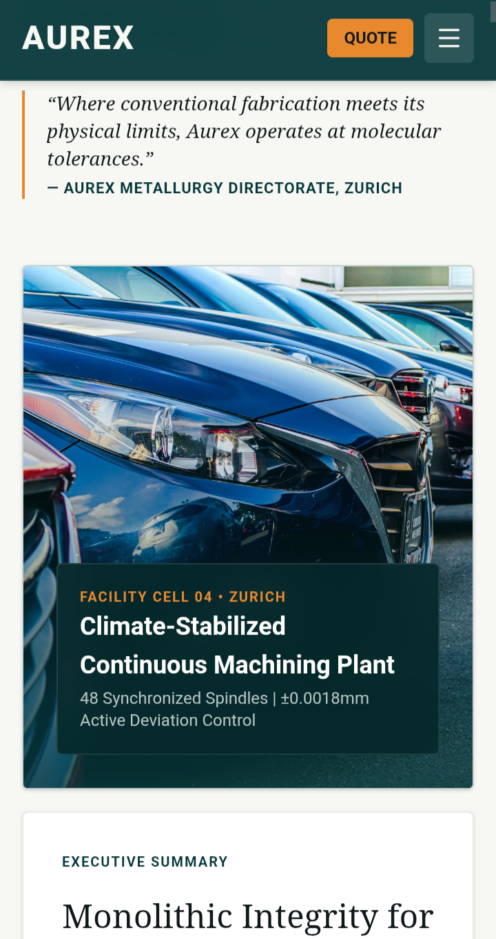Aurex Industries manufacturing website project screenshot